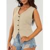 imageDokotoo Womens Vest Dressy Casual VNeck ButtonDown Lined Suit Jacket Waistcoat Versatile VestsApricot