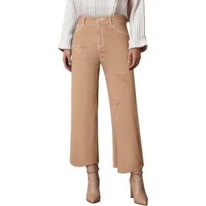 imageDokotoo Womens High Waist Baggy Jeans Wide Leg Casual Petite 2025 8 Points Length Stretch Denim PantsCamel