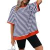 imageDokotoo Oversized T Shirts for Women Crewneck Short Sleeve Casual Summer Tops Lightweight Loose High Low BlouseOrange