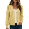 imageDokotoo Womens Cashmere Fall Long Sleeve Lightweight 2025 VNeck Cardigan Button Down Twisted Cable Knit Shrugs SweatersYellow Cream