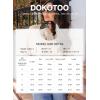 imageDokotoo Womens Waffle Knit Tops Fashion 2025 Long Lantern Sleeve Casual Blouses V Neck Oversized T ShirtsSail Blue