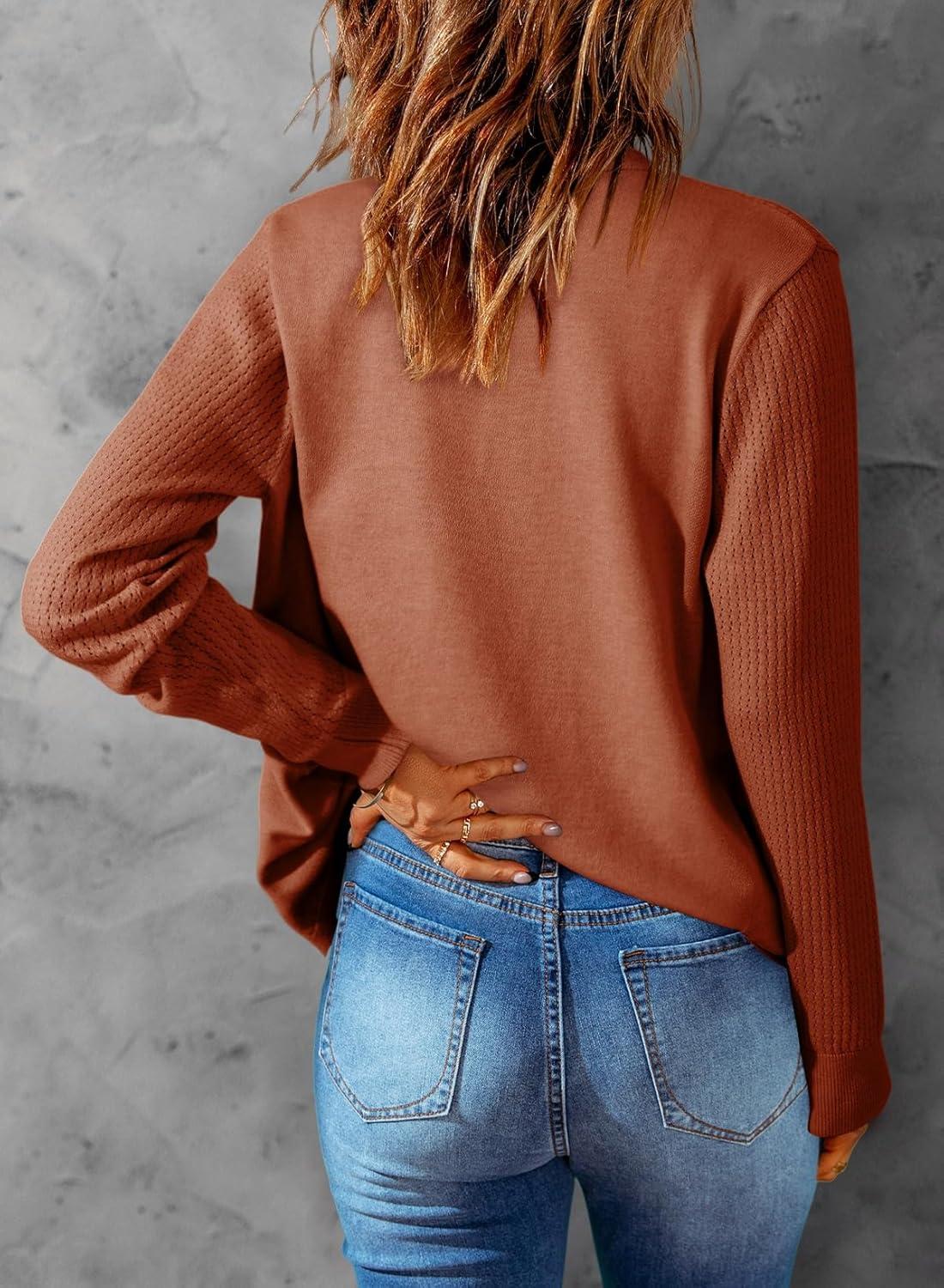 imageDokotoo Womens Cardigan Wool Blend Long Sleeve Button Down Sweaters for Women Casual Hollow Out Knit TopsRed Clay