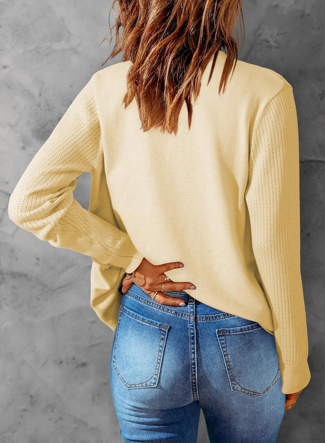 imageDokotoo Womens Cardigan Wool Blend Long Sleeve Button Down Sweaters for Women Casual Hollow Out Knit TopsYellow Cream