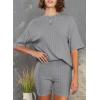 imageDokotoo Womens 2 Piece Outfits Sets Crew Neck Casual Short Sleeve Tops Shorts Pants Lounge SetsLight Grey