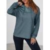 imageDokotoo Womens Hoodies Casual Waffle Knit Long Sleeve Drawstring Pullover Sweatshirts Lightweight Hooded TopsBlue