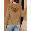 imageDokotoo Womens Hoodies Casual Waffle Knit Long Sleeve Drawstring Pullover Sweatshirts Lightweight Hooded TopsBrown