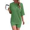 imageDokotoo Womens 2 Piece Outfits Sets Crew Neck Casual Short Sleeve Tops Shorts Pants Lounge SetsBright Green
