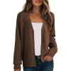 imageDokotoo Womens Cardigan Wool Blend Long Sleeve Button Down Sweaters for Women Casual Hollow Out Knit TopsBrown
