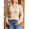 imageDokotoo Womens Casual 2025 Wool Hollow Out Fall Winter Sweaters Trendy Lightweight Crochet Pullover TopsParchment