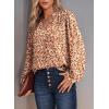 imageDokotoo Womens Casual V Neck Alicia Floral Print Smocked Long Sleeve Chiffon Blouses Bohemian Top ShirtsBorange