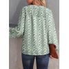 imageDokotoo Womens Casual V Neck Alicia Floral Print Smocked Long Sleeve Chiffon Blouses Bohemian Top ShirtsDark Green