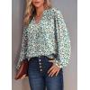 imageDokotoo Womens Casual V Neck Alicia Floral Print Smocked Long Sleeve Chiffon Blouses Bohemian Top ShirtsSky Blue 2