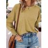 imageDokotoo Womens Tops Long Sleeve Tops Shirts 2025 Spring Trendy Business Work Loose Basic TShirtsBeige