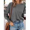 imageDokotoo Womens Tops Long Sleeve Tops Shirts 2025 Spring Trendy Business Work Loose Basic TShirtsMedium Grey