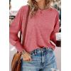 imageDokotoo Womens Tops Long Sleeve Tops Shirts 2025 Spring Trendy Business Work Loose Basic TShirtsMineral Red