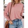 imageDokotoo Womens Tops Long Sleeve Tops Shirts 2025 Spring Trendy Business Work Loose Basic TShirtsPink