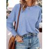 imageDokotoo Womens Tops Long Sleeve Tops Shirts 2025 Spring Trendy Business Work Loose Basic TShirtsSky Blue