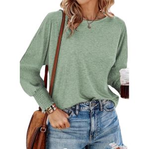 imageDokotoo Womens Tops Long Sleeve Tops Shirts 2025 Spring Trendy Business Work Loose Basic TShirtsA1 Green