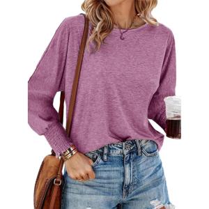 imageDokotoo Womens Tops Long Sleeve Tops Shirts 2025 Spring Trendy Business Work Loose Basic TShirtsValerian