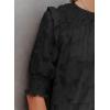 imageDokotoo Womens Blouses Half Sleeve Shirred Tops Crewneck Lace Textured Flowy Casual ShirtsBlack
