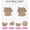 imageDokotoo Womens Blouses Half Sleeve Shirred Tops Crewneck Lace Textured Flowy Casual ShirtsBrown