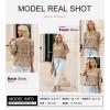 imageDokotoo Womens Blouses Half Sleeve Shirred Tops Crewneck Lace Textured Flowy Casual ShirtsBrown