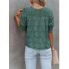 imageDokotoo Womens Blouses Half Sleeve Shirred Tops Crewneck Lace Textured Flowy Casual ShirtsGreen