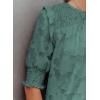 imageDokotoo Womens Blouses Half Sleeve Shirred Tops Crewneck Lace Textured Flowy Casual ShirtsGreen