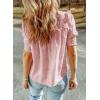 imageDokotoo Womens Blouses Half Sleeve Shirred Tops Crewneck Lace Textured Flowy Casual ShirtsPink