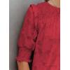 imageDokotoo Womens Blouses Half Sleeve Shirred Tops Crewneck Lace Textured Flowy Casual ShirtsRed