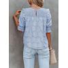 imageDokotoo Womens Blouses Half Sleeve Shirred Tops Crewneck Lace Textured Flowy Casual ShirtsSky Blue