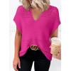 imageDokotoo Womens Tops 2025 Summer Spring Casual V Neck Short Sleeve Sweater Crochet Tops Casual Dressy BlousesHot Pink