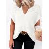 imageDokotoo Womens Tops 2025 Summer Spring Casual V Neck Short Sleeve Sweater Crochet Tops Casual Dressy BlousesWhite