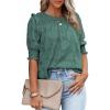 imageDokotoo Womens Blouses Half Sleeve Shirred Tops Crewneck Lace Textured Flowy Casual ShirtsGreen