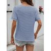 imageDokotoo Womens Casual V Neck Short Sleeve Waffle Knit Lace Patchwork Shirts Summer Loose Basic Tunic Tops Tee BlousesBlue