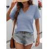 imageDokotoo Womens Casual V Neck Short Sleeve Waffle Knit Lace Patchwork Shirts Summer Loose Basic Tunic Tops Tee BlousesBlue