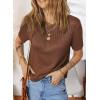 imageDokotoo Womens Summer Tops Dressy Casual Crewneck Short Sleeve Shirts Solid Hollow Out Knit Loose Sweater BlousesCoffee