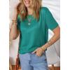 imageDokotoo Womens Summer Tops Dressy Casual Crewneck Short Sleeve Shirts Solid Hollow Out Knit Loose Sweater BlousesDark Green