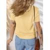 imageDokotoo Womens Summer Tops Dressy Casual Crewneck Short Sleeve Shirts Solid Hollow Out Knit Loose Sweater BlousesYellow Cream