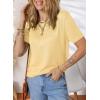imageDokotoo Womens Summer Tops Dressy Casual Crewneck Short Sleeve Shirts Solid Hollow Out Knit Loose Sweater BlousesYellow Cream
