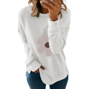 imageDokotoo Womens Casual Crew Neck Sweatshirt Loose Soft Long Sleeve Pullover TopsE White 1