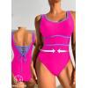 imageDokotoo One Piece Swimsuit Women Tummy Control Athletic Full Coverage Bathing Swim Suit Color Block Slimming SwimwearRose Red