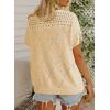 imageDokotoo Womens Summer Scoop Neck Short Sleeve Sweaters Crochet Hollow Out Knit Tops Pullover Shirts Beach Cover UpApricot
