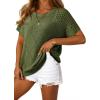 imageDokotoo Womens Summer Scoop Neck Short Sleeve Sweaters Crochet Hollow Out Knit Tops Pullover Shirts Beach Cover UpGreen
