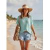 imageDokotoo Womens Summer Scoop Neck Short Sleeve Sweaters Crochet Hollow Out Knit Tops Pullover Shirts Beach Cover UpMist Blue