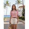 imageDokotoo Womens Summer Scoop Neck Short Sleeve Sweaters Crochet Hollow Out Knit Tops Pullover Shirts Beach Cover UpPink