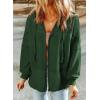 imageDokotoo Waffle Knit Hoodies for Womens Zip Up Jackets 2025 Drawstring Fall Casual JacketsNo Pocketsblackish Green