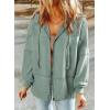 imageDokotoo Waffle Knit Hoodies for Womens Zip Up Jackets 2025 Drawstring Fall Casual JacketsNo Pocketslaurel Green