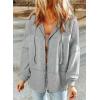 imageDokotoo Waffle Knit Hoodies for Womens Zip Up Jackets 2025 Drawstring Fall Casual JacketsNo Pocketslight Grey