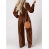 imageDokotoo Womens Casual Loose Overalls Jumpsuits One Piece Long Sleeve Wide Leg Long Pant Rompers With PocketsChestnut